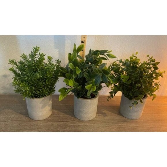 New 3 Pack Mini Potted Fake Plants Artificial Plastic Eucalyptus Plants - Picture 1 of 2